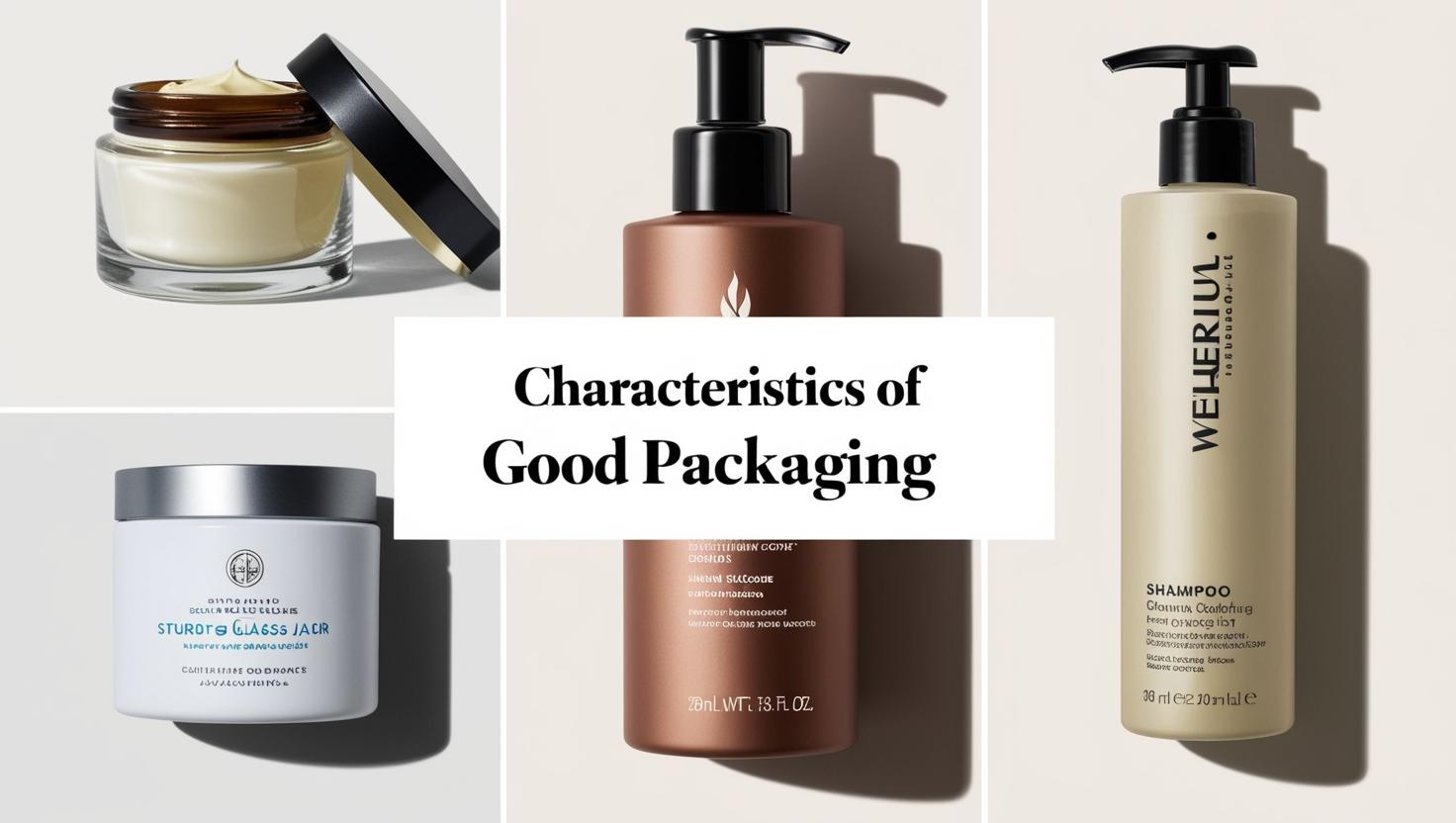 A visual showcase of high-quality packaging designs, featuring jars and bottles with durable and elegant characteristics.