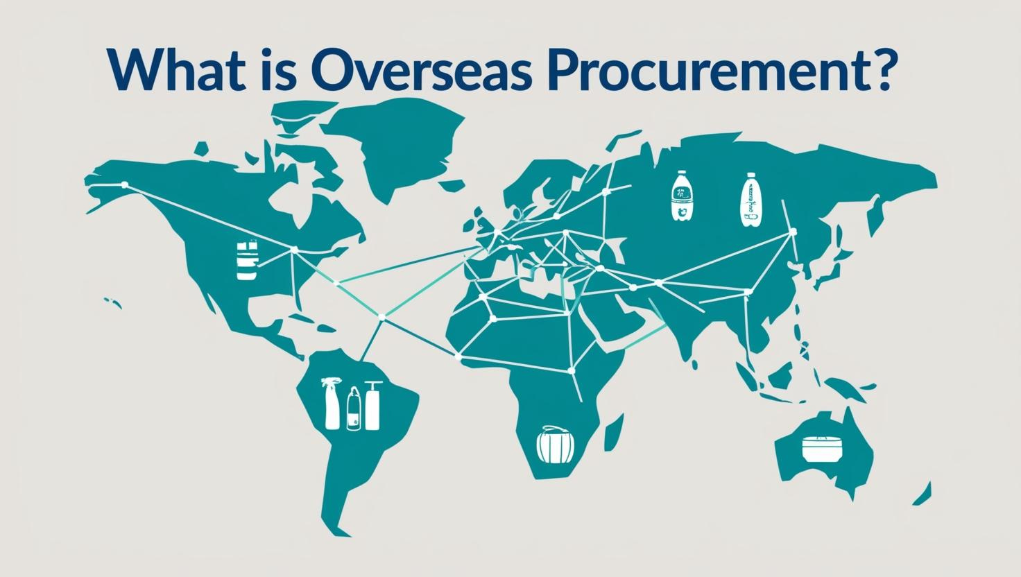 World map with product icons and connecting lines, highlighting global procurement routes