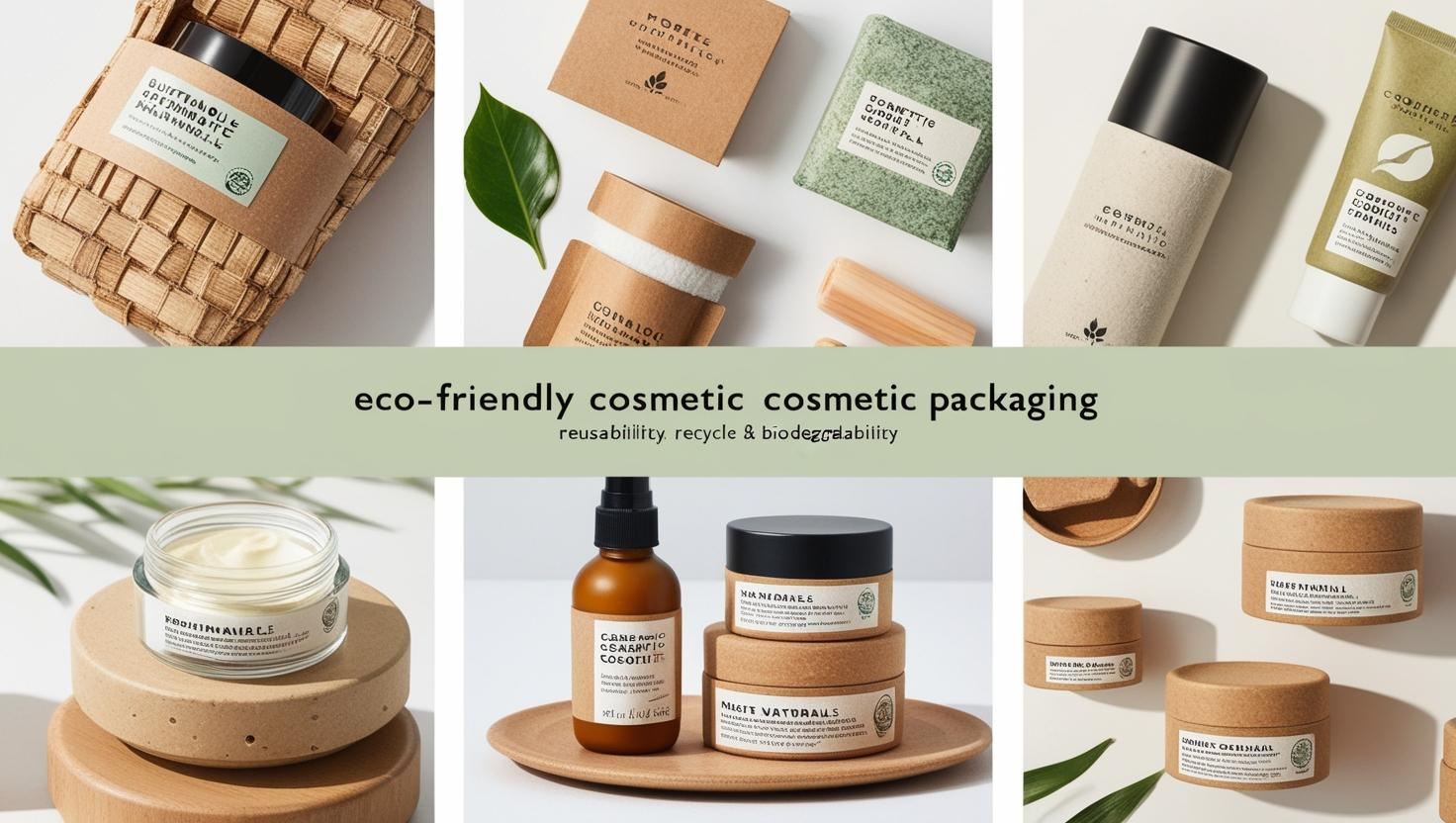 Sustainable cosmetic packaging made from biodegradable and recyclable materials.