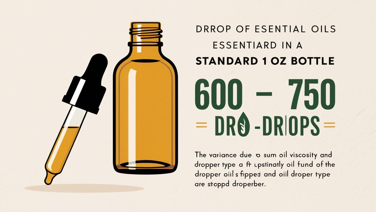 Illustrated essential oil dropper with amber bottle showing 600-750 drops per 1 oz.