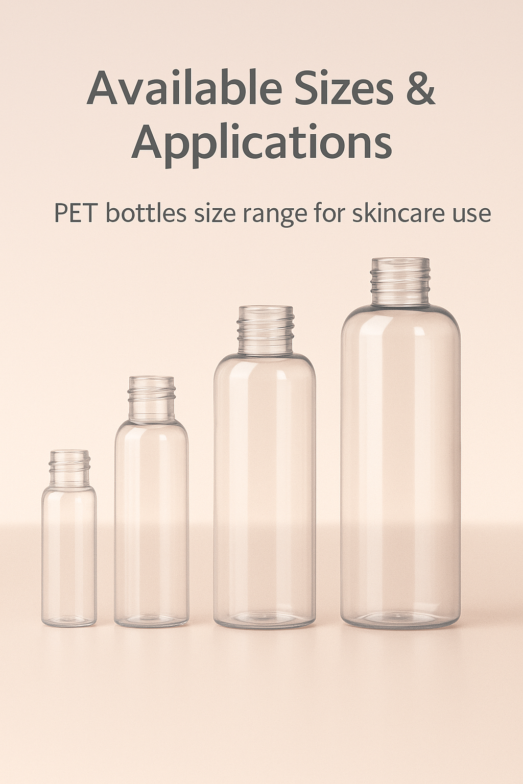 PET bottles size range for skincare applications