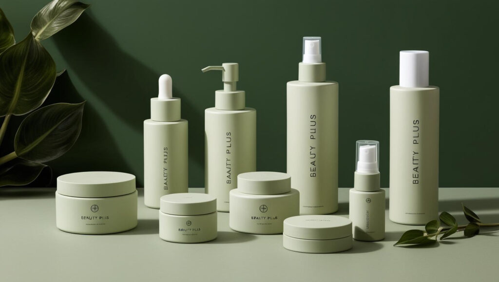 Plastic jar, pump bottle and dropper bottle packaging set for skincare