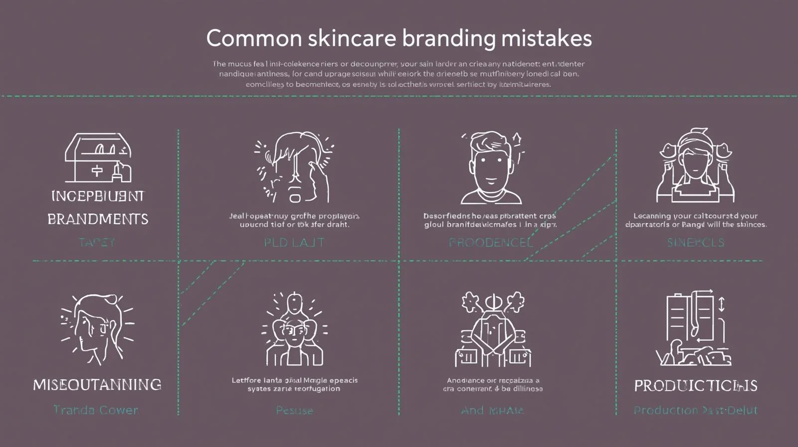 Common Skincare Branding Mistakes A graphic showing a red "X" over a collage of inconsistent and poorly designed branding examples