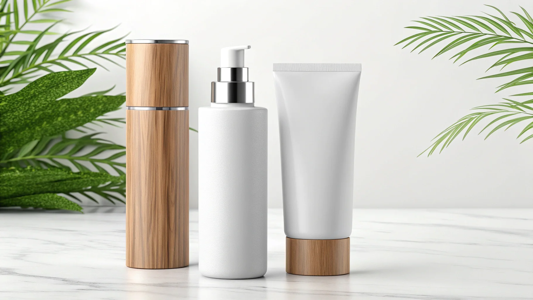 modern and sustainable cosmetic packaging on a shelf