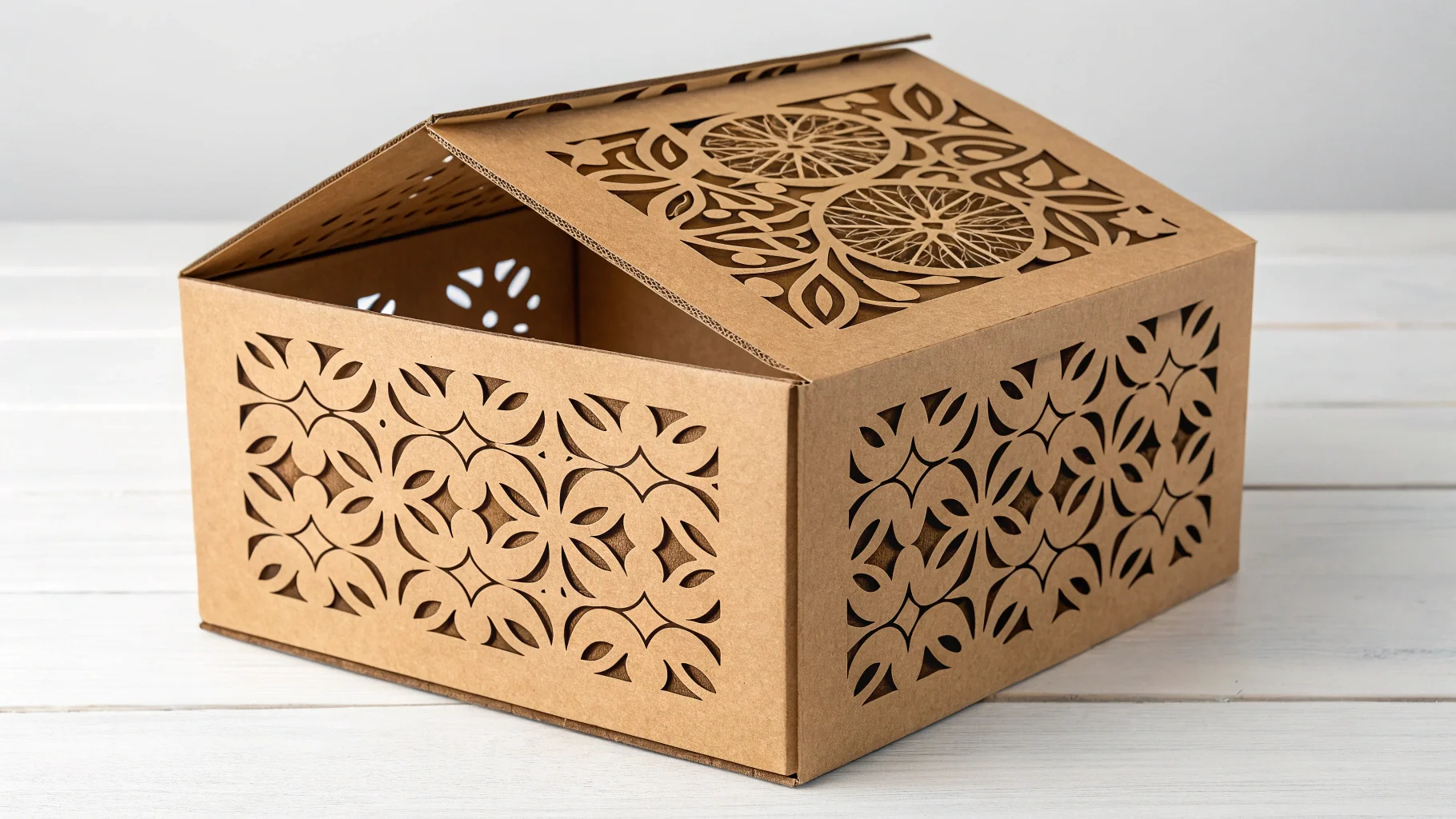 Skincare products in unique hexagonal boxes and custom bottle shapes