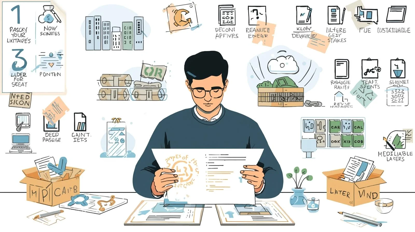 Skincare packaging with a cluttered design and illegible font