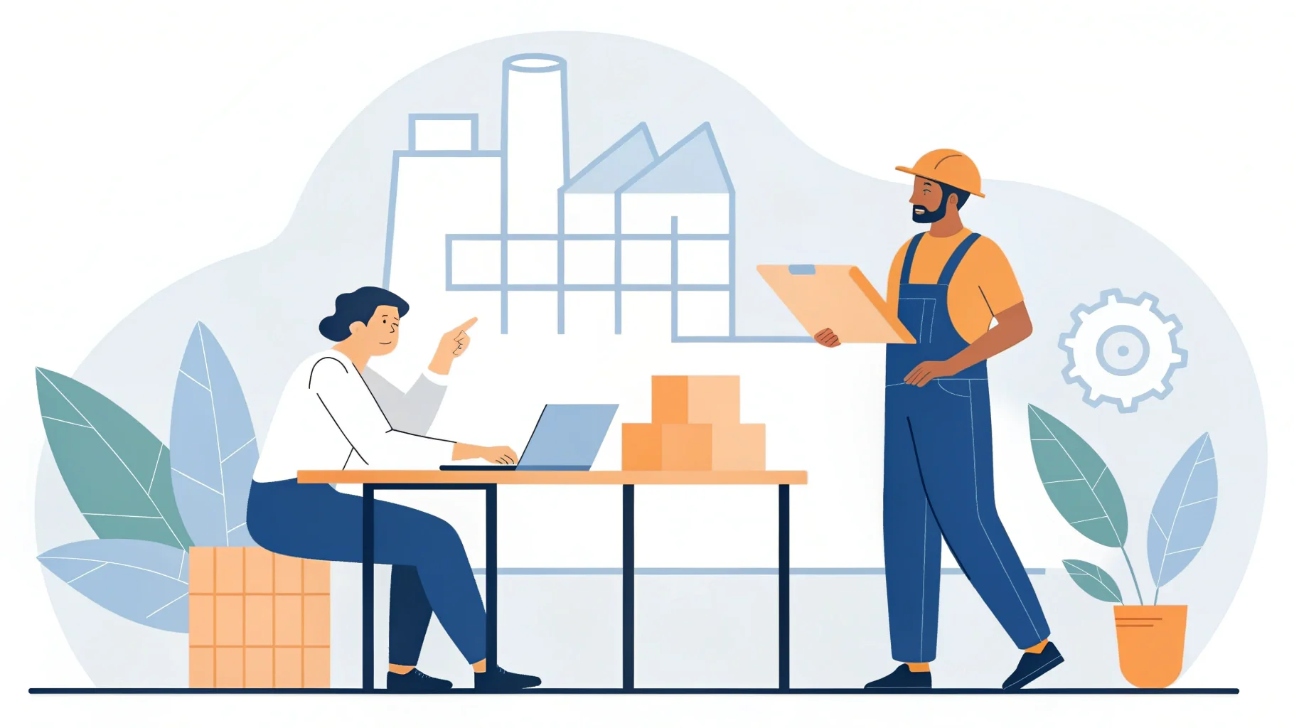 A designer and a manufacturer collaborating over packaging prototypes