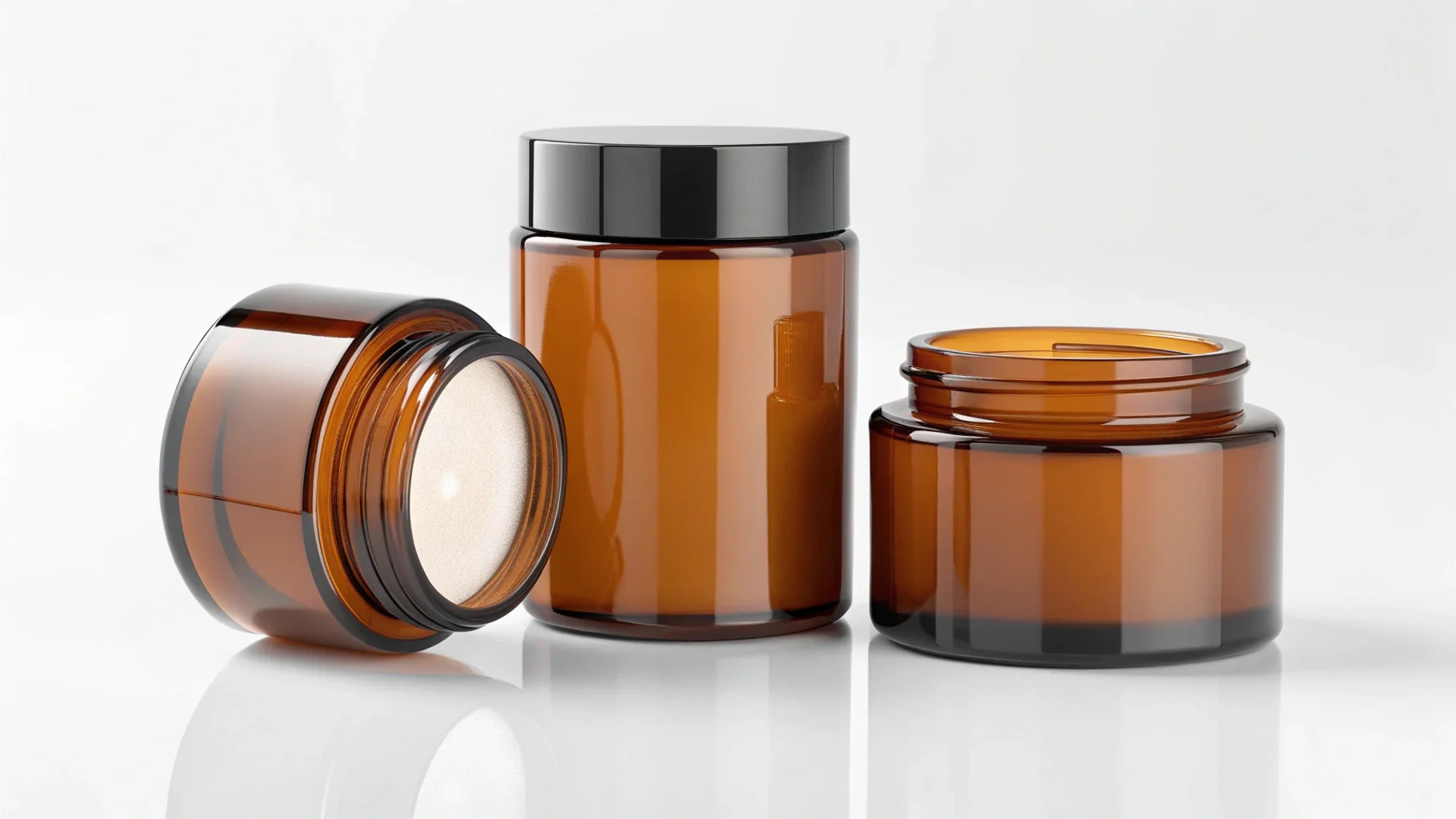 Amber Glass Jar Trend A single amber glass jar catching the light, highlighting its color