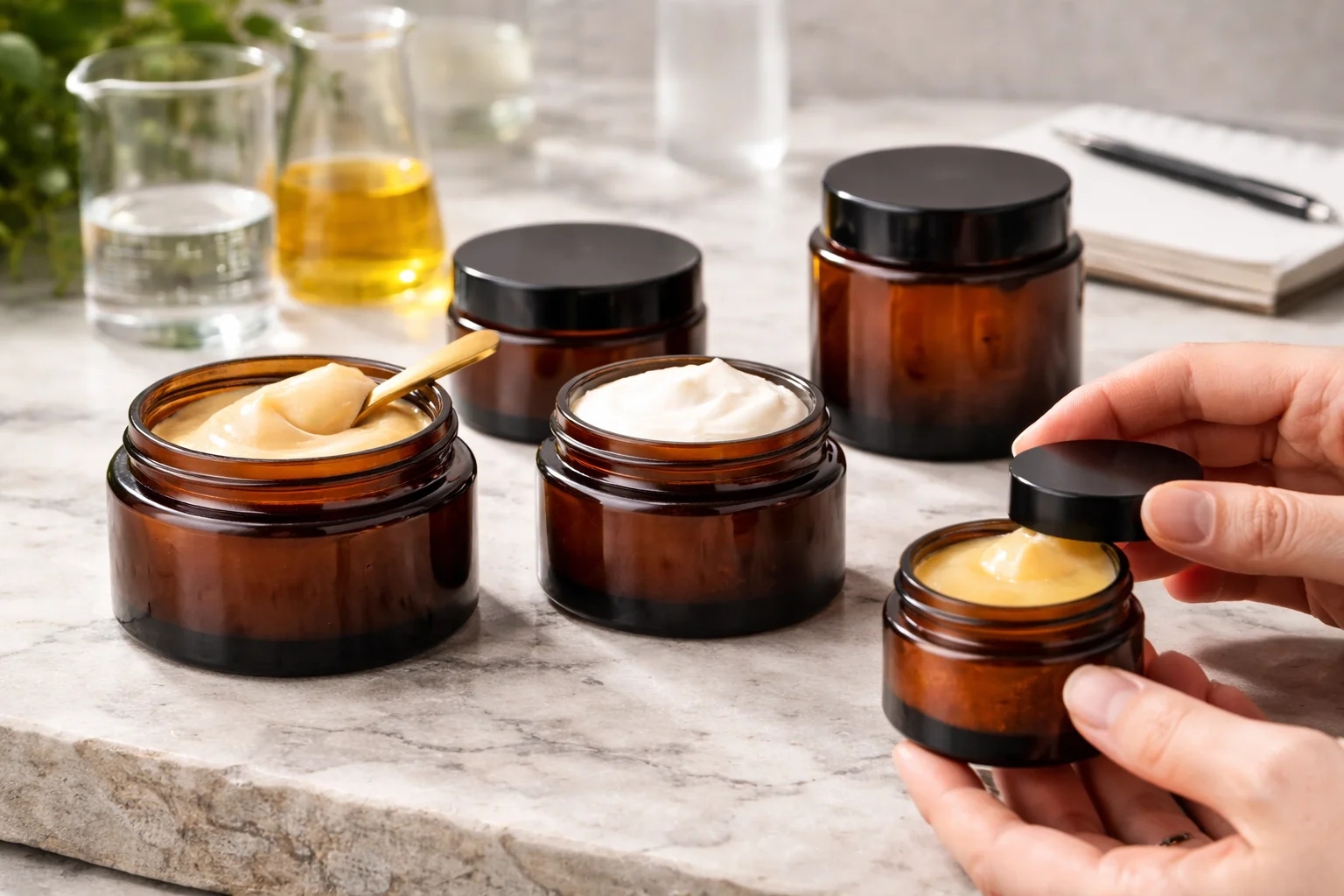 Choosing the Right Amber Jar A person using a caliper to measure the mouth of an amber glass jar