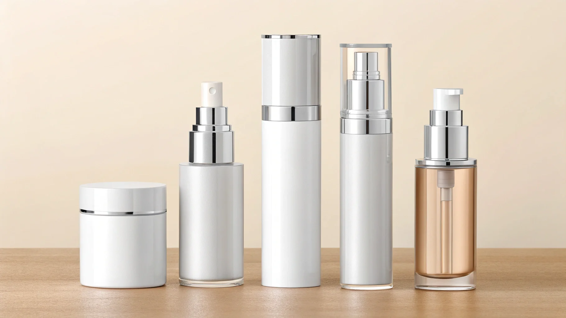 a serum in a dropper bottle and a cream in a jar, showing packaging matched to product type