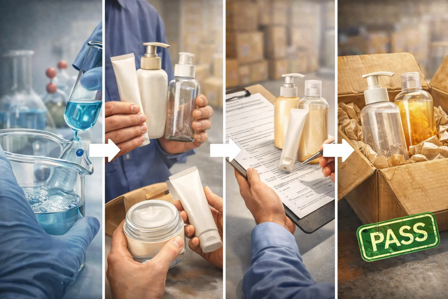 Choosing the Right Plastic Solution A checklist for choosing cosmetic packaging on a clipboard