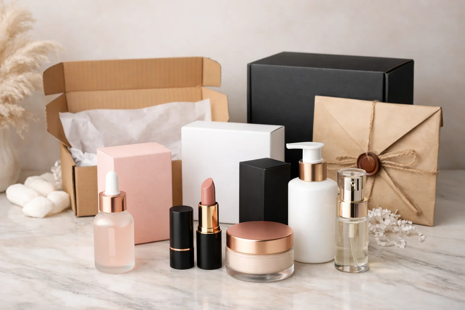 Cosmetic Packaging Components A collection of minimalist cosmetic bottles and jars