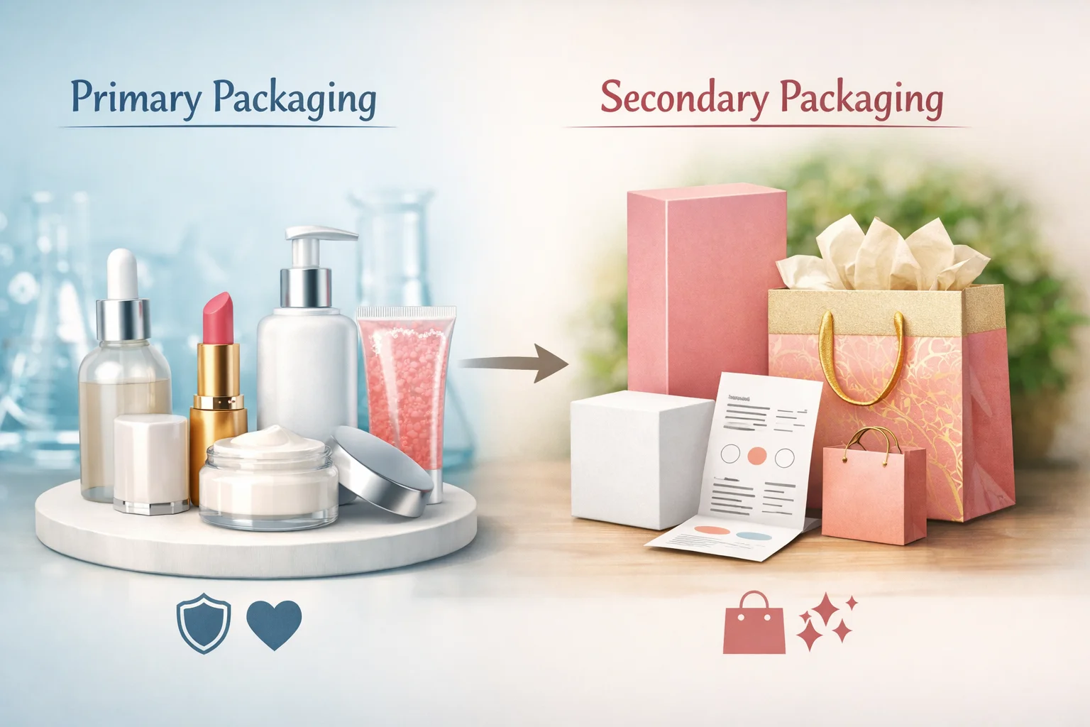 Layers of Cosmetic Packaging Diagram showing the layers of cosmetic packaging