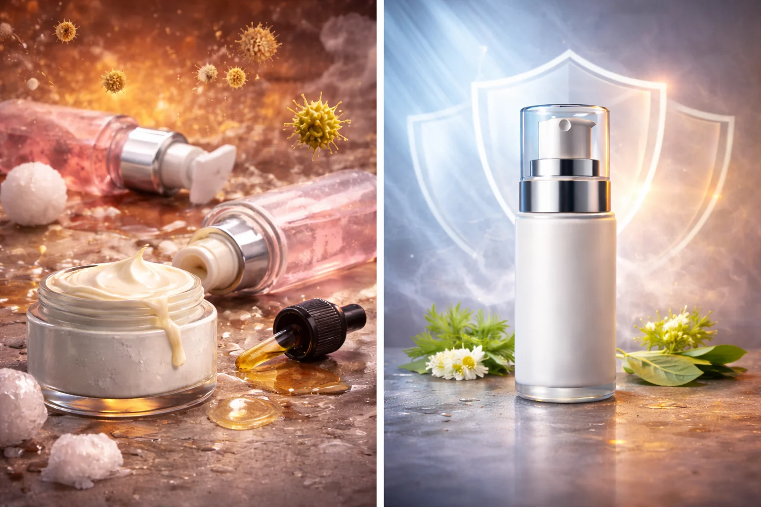 Skincare Manufacturing and Packaging a factory line filling skincare bottles