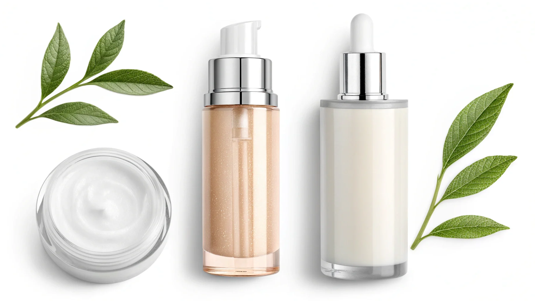 Skincare packaging options on a factory line