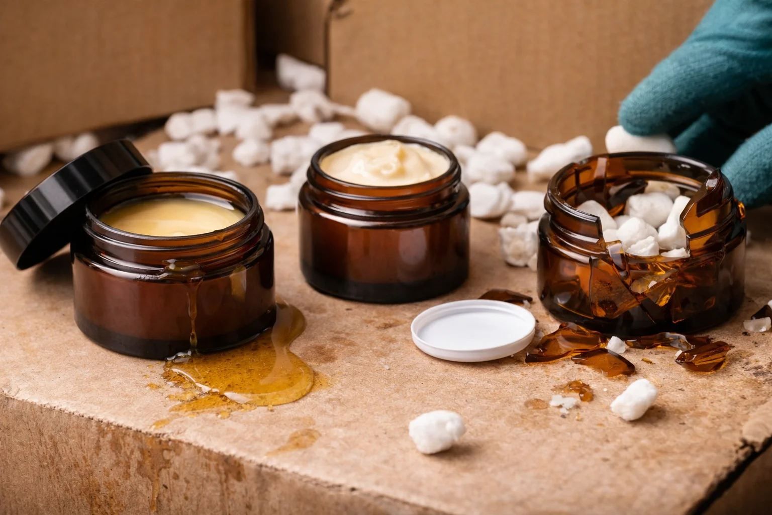 Amber Jar Mistakes to Avoid A leaking amber glass jar with a caption bubble saying "Mistake!"