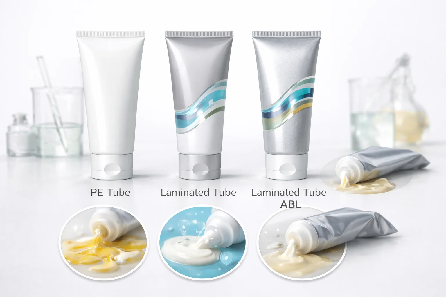 Different plastic tube materials being shown