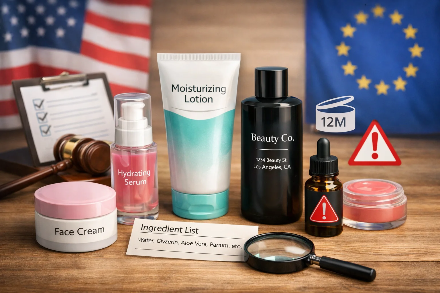 a cosmetic label with ingredient list highlighted