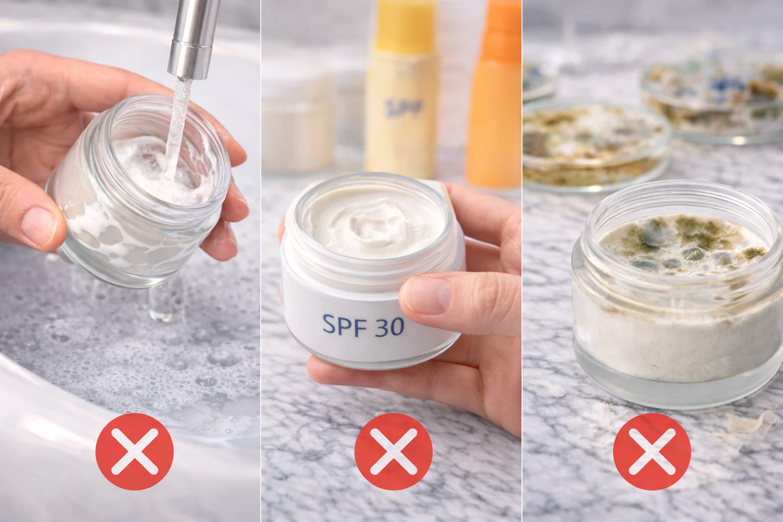 alt with a cracked cream jar