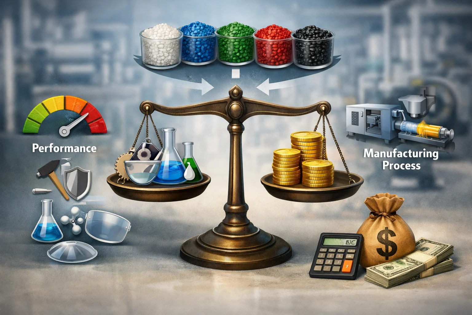 A variety of colorful thermoplastic pellets