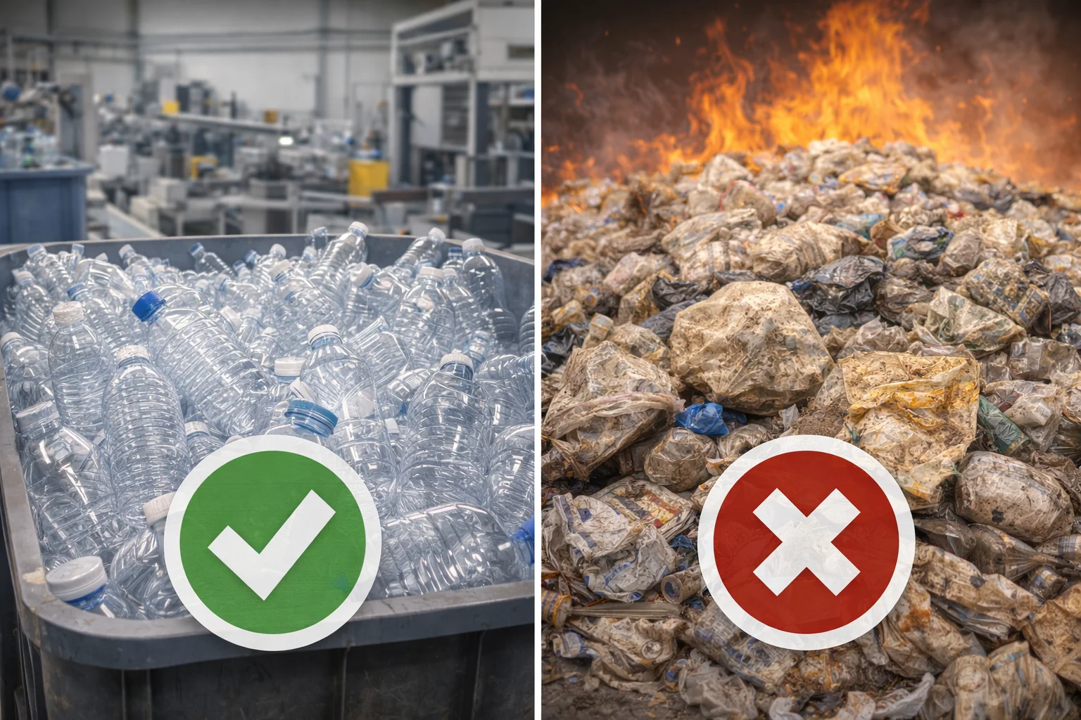 When Recycling Makes Sense A simple chart comparing effective vs. ineffective recycling efforts