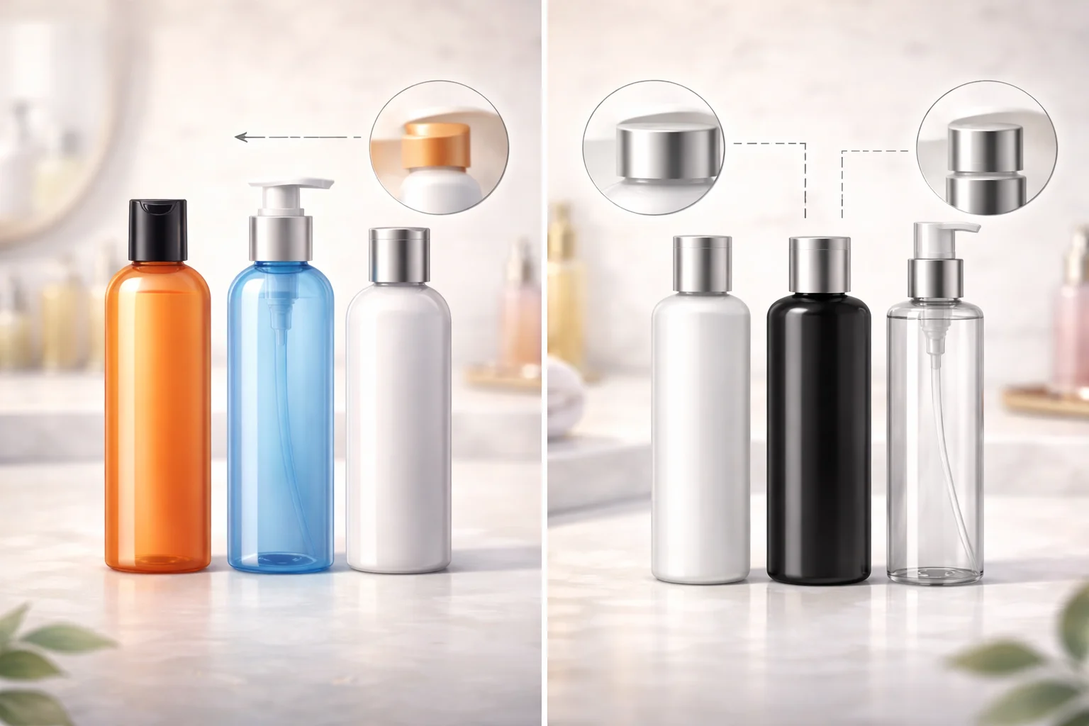 A diagram highlighting the shoulder differences between Cosmo and Bullet bottles.