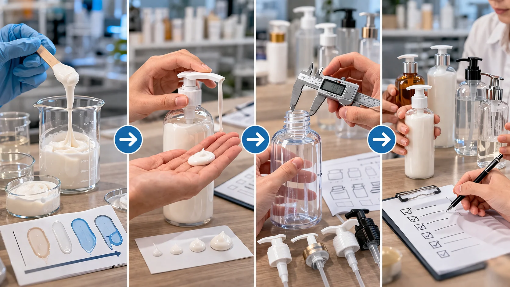 How to Choose a Lotion Pump Step-by-Step A person measuring a bottle neck with calipers