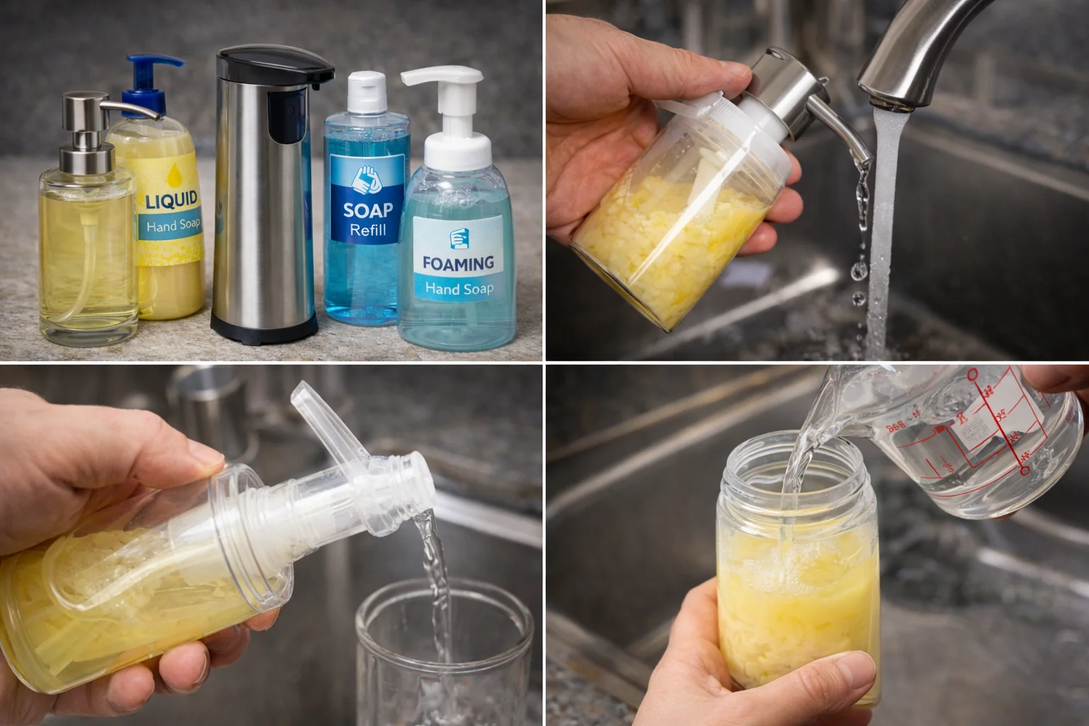 A clean and well-maintained soap dispenser on a bathroom counter