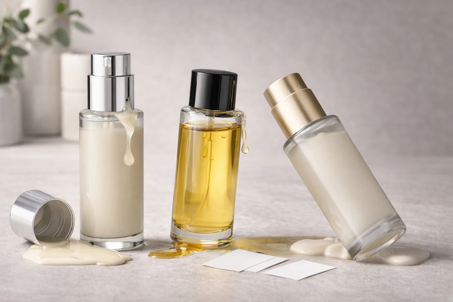 A wrinkled label on a bottle, showing a common packaging mistake.